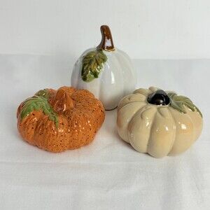 Threshold Multicolored Ceramic Pumpkin Shaped Fall Tabletop Decorative Set of 3
